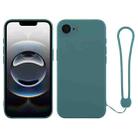 For iPhone 16e Silicone Phone Case with Wrist Strap(Deep Green) - 1