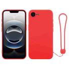 For iPhone 16e Silicone Phone Case with Wrist Strap(Red) - 1