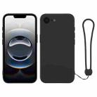 For iPhone 16e Silicone Phone Case with Wrist Strap(Black) - 1