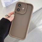 For iPhone 16 Shockproof Frame Frosted Precise Hole TPU Phone Case(Coffee) - 1