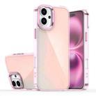 For iPhone 16 Plus Plating Gradient Discolor Phone Case(Pink) - 1