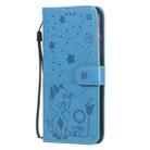 For iPhone 6 Plus Cat Bee Embossing Pattern Shockproof Horizontal Flip Leather Case with Holder & Card Slots & Wallet(Blue) - 1