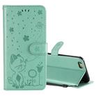 For iPhone 6 Plus Cat Bee Embossing Pattern Shockproof Horizontal Flip Leather Case with Holder & Card Slots & Wallet(Green) - 1