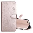 For iPhone 6 Plus Cat Bee Embossing Pattern Shockproof Horizontal Flip Leather Case with Holder & Card Slots & Wallet(Rose Gold) - 1