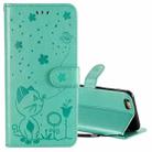 For iPhone 6 Cat Bee Embossing Pattern Shockproof Horizontal Flip Leather Case with Holder & Card Slots & Wallet(Green) - 1