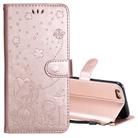 For iPhone 6 Cat Bee Embossing Pattern Shockproof Horizontal Flip Leather Case with Holder & Card Slots & Wallet(Rose Gold) - 1