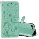 For iPhone 8 Plus / 7 Plus Cat Bee Embossing Pattern Shockproof Horizontal Flip Leather Case with Holder & Card Slots & Wallet(Green) - 1