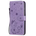 For iPhone 8 Plus / 7 Plus Cat Bee Embossing Pattern Shockproof Horizontal Flip Leather Case with Holder & Card Slots & Wallet(Purple) - 2