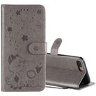 For iPhone 8 Plus / 7 Plus Cat Bee Embossing Pattern Shockproof Horizontal Flip Leather Case with Holder & Card Slots & Wallet(Grey) - 1