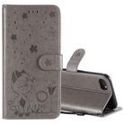 For iPhone SE 2022 / SE 2020 / 8 / 7 Cat Bee Embossing Pattern Shockproof Horizontal Flip Leather Case with Holder & Card Slots & Wallet(Grey) - 1