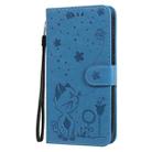 For iPhone 11 Cat Bee Embossing Pattern Shockproof Horizontal Flip Leather Case with Holder & Card Slots & Wallet(Blue) - 2