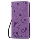 For iPhone 11 Cat Bee Embossing Pattern Shockproof Horizontal Flip Leather Case with Holder & Card Slots & Wallet(Purple) - 2