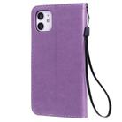 For iPhone 11 Cat Bee Embossing Pattern Shockproof Horizontal Flip Leather Case with Holder & Card Slots & Wallet(Purple) - 3