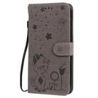 For iPhone 11 Cat Bee Embossing Pattern Shockproof Horizontal Flip Leather Case with Holder & Card Slots & Wallet(Grey) - 2