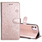 For iPhone 11 Cat Bee Embossing Pattern Shockproof Horizontal Flip Leather Case with Holder & Card Slots & Wallet(Rose Gold) - 1
