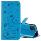 For iPhone 11 Pro Cat Bee Embossing Pattern Shockproof Horizontal Flip Leather Case with Holder & Card Slots & Wallet(Blue) - 1