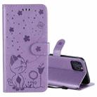 For iPhone 11 Pro Cat Bee Embossing Pattern Shockproof Horizontal Flip Leather Case with Holder & Card Slots & Wallet(Purple) - 1