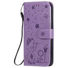 For iPhone 11 Pro Cat Bee Embossing Pattern Shockproof Horizontal Flip Leather Case with Holder & Card Slots & Wallet(Purple) - 2
