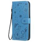 For iPhone 11 Pro Max Cat Bee Embossing Pattern Shockproof Horizontal Flip Leather Case with Holder & Card Slots & Wallet(Blue) - 2