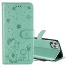 For iPhone 11 Pro Max Cat Bee Embossing Pattern Shockproof Horizontal Flip Leather Case with Holder & Card Slots & Wallet(Green) - 1