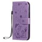 For iPhone 11 Pro Max Cat Bee Embossing Pattern Shockproof Horizontal Flip Leather Case with Holder & Card Slots & Wallet(Purple) - 2