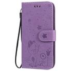 For iPhone 12 mini Cat Bee Embossing Pattern Shockproof Horizontal Flip Leather Case with Holder & Card Slots & Wallet(Purple) - 2