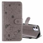 For iPhone 12 mini Cat Bee Embossing Pattern Shockproof Horizontal Flip Leather Case with Holder & Card Slots & Wallet(Grey) - 1
