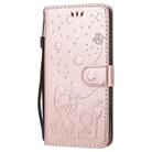 For iPhone 12 / 12 Pro Cat Bee Embossing Pattern Shockproof Horizontal Flip Leather Case with Holder & Card Slots & Wallet(Rose Gold) - 2