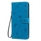 For iPhone 12 Pro Max Cat Bee Embossing Pattern Shockproof Horizontal Flip Leather Case with Holder & Card Slots & Wallet(Blue) - 2