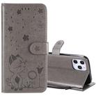 For iPhone 12 Pro Max Cat Bee Embossing Pattern Shockproof Horizontal Flip Leather Case with Holder & Card Slots & Wallet(Grey) - 1