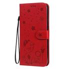 For iPhone 12 Pro Max Cat Bee Embossing Pattern Shockproof Horizontal Flip Leather Case with Holder & Card Slots & Wallet(Red) - 2