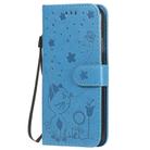 For iPhone X / XS Cat Bee Embossing Pattern Shockproof Horizontal Flip Leather Case with Holder & Card Slots & Wallet(Blue) - 2