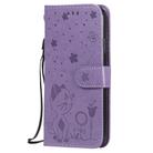For iPhone X / XS Cat Bee Embossing Pattern Shockproof Horizontal Flip Leather Case with Holder & Card Slots & Wallet(Purple) - 2