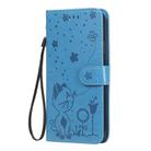 For iPhone XR Cat Bee Embossing Pattern Shockproof Horizontal Flip Leather Case with Holder & Card Slots & Wallet(Blue) - 2