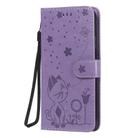 For iPhone XR Cat Bee Embossing Pattern Shockproof Horizontal Flip Leather Case with Holder & Card Slots & Wallet(Purple) - 2