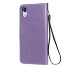 For iPhone XR Cat Bee Embossing Pattern Shockproof Horizontal Flip Leather Case with Holder & Card Slots & Wallet(Purple) - 3