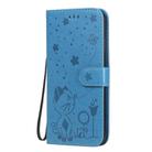 For iPhone XS Max Cat Bee Embossing Pattern Shockproof Horizontal Flip Leather Case with Holder & Card Slots & Wallet(Blue) - 1