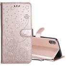 For iPhone XS Max Cat Bee Embossing Pattern Shockproof Horizontal Flip Leather Case with Holder & Card Slots & Wallet(Rose Gold) - 1