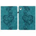 For iPad Air 11 2025 / 2024 Love Hearts Embossed Leather Smart Tablet Case(Green) - 1