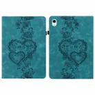 For iPad Air 13 2025 / 2024 / Pro 12.9 Love Hearts Embossed Leather Smart Tablet Case(Green) - 1