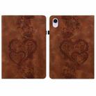 For iPad mini 6 / mini 2024 Love Hearts Embossed Leather Smart Tablet Case(Brown) - 1