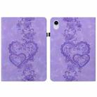 For iPad mini 6 / mini 2024 Love Hearts Embossed Leather Smart Tablet Case(Purple) - 1