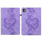 For iPad Pro 13 2024 Love Hearts Embossed Leather Smart Tablet Case(Purple) - 1