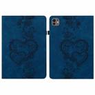For iPad Pro 13 2024 Love Hearts Embossed Leather Smart Tablet Case(Dark Blue) - 1