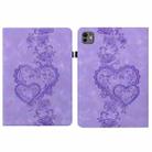 For iPad Pro 11 2024 Love Hearts Embossed Leather Smart Tablet Case(Purple) - 1