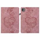 For iPad Pro 11 2024 Love Hearts Embossed Leather Smart Tablet Case(Pink) - 1
