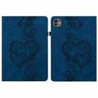 For iPad Pro 11 2024 Love Hearts Embossed Leather Smart Tablet Case(Dark Blue) - 1