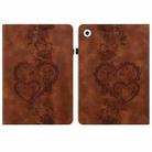 For iPad Air / Air 2 / 9.7 2017 / 2018 Love Hearts Embossed Leather Smart Tablet Case(Brown) - 1
