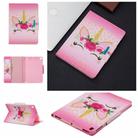 For iPad 9.7 (2018) / 9.7 (2017) Painted Pattern Horizontal Flip Leather Case with Holder & Card Slots & Wallet(Unicorn with flowers) - 1