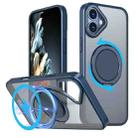 For iPhone 16 360-degree Rotating MagSafe Magnetic Holder Phone Case(Blue) - 1
